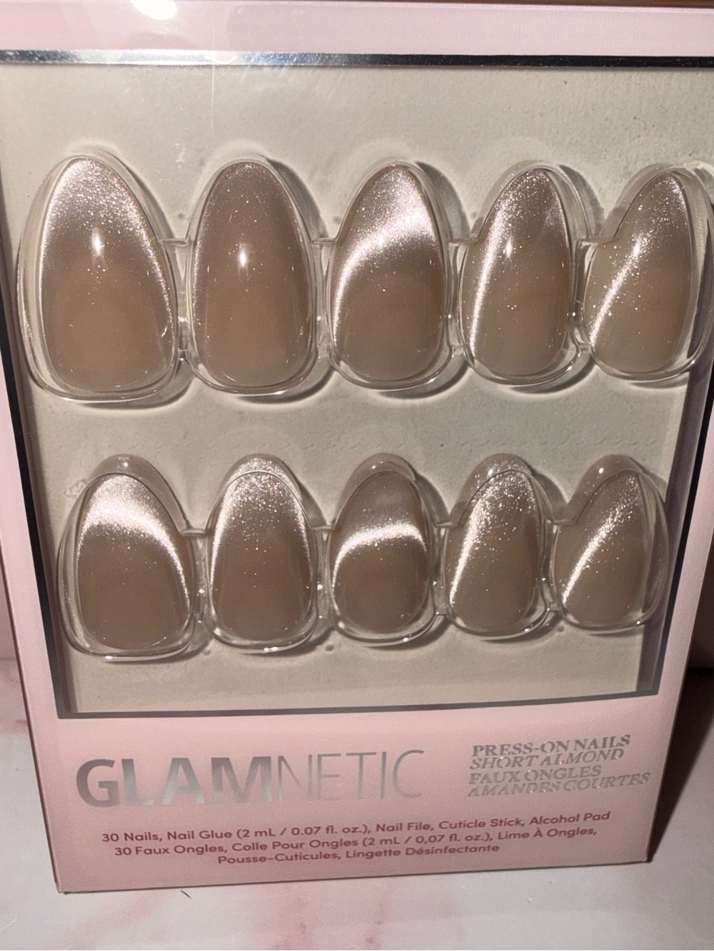 Glanetic “Honey Bun” Nude Press-On Nails - Sheer Champagne Almond